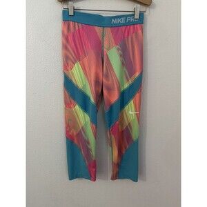 Nike Pro Dri-Fit Leggings, Girls Size XL Multicolor Rainbow Colors Excellent